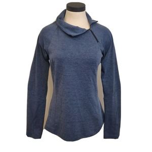 prAna Womens Top Blue Long Sleeve Size Small Quarter Side Zip Collar Pullover